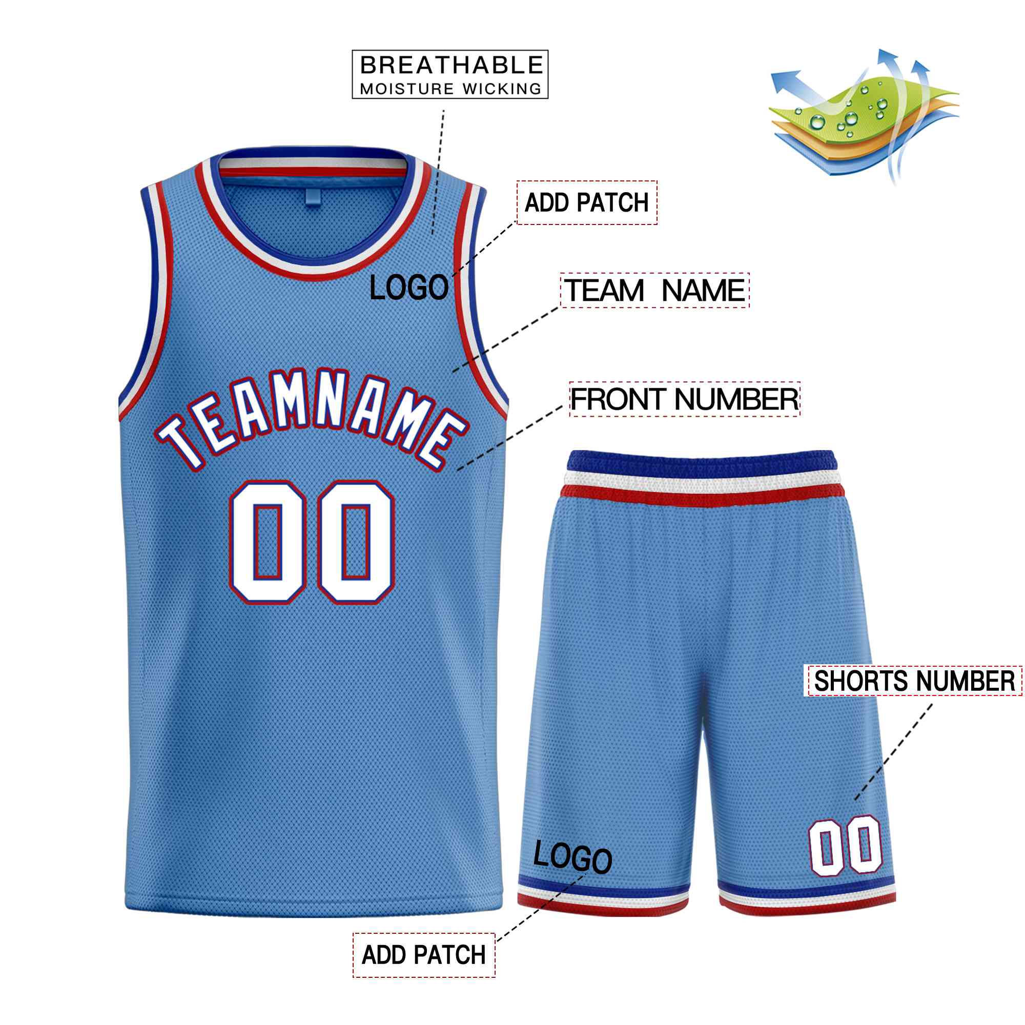 Custom Light Blue White-Royal Bull Classic Sets Basketball Jersey