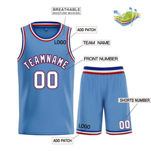 Maillot de basket-ball personnalisé bleu clair blanc-Royal Bull, ensembles classiques