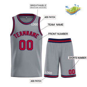 Maillot de basket-ball Bull personnalisé, gris foncé, marron-marine, ensembles classiques