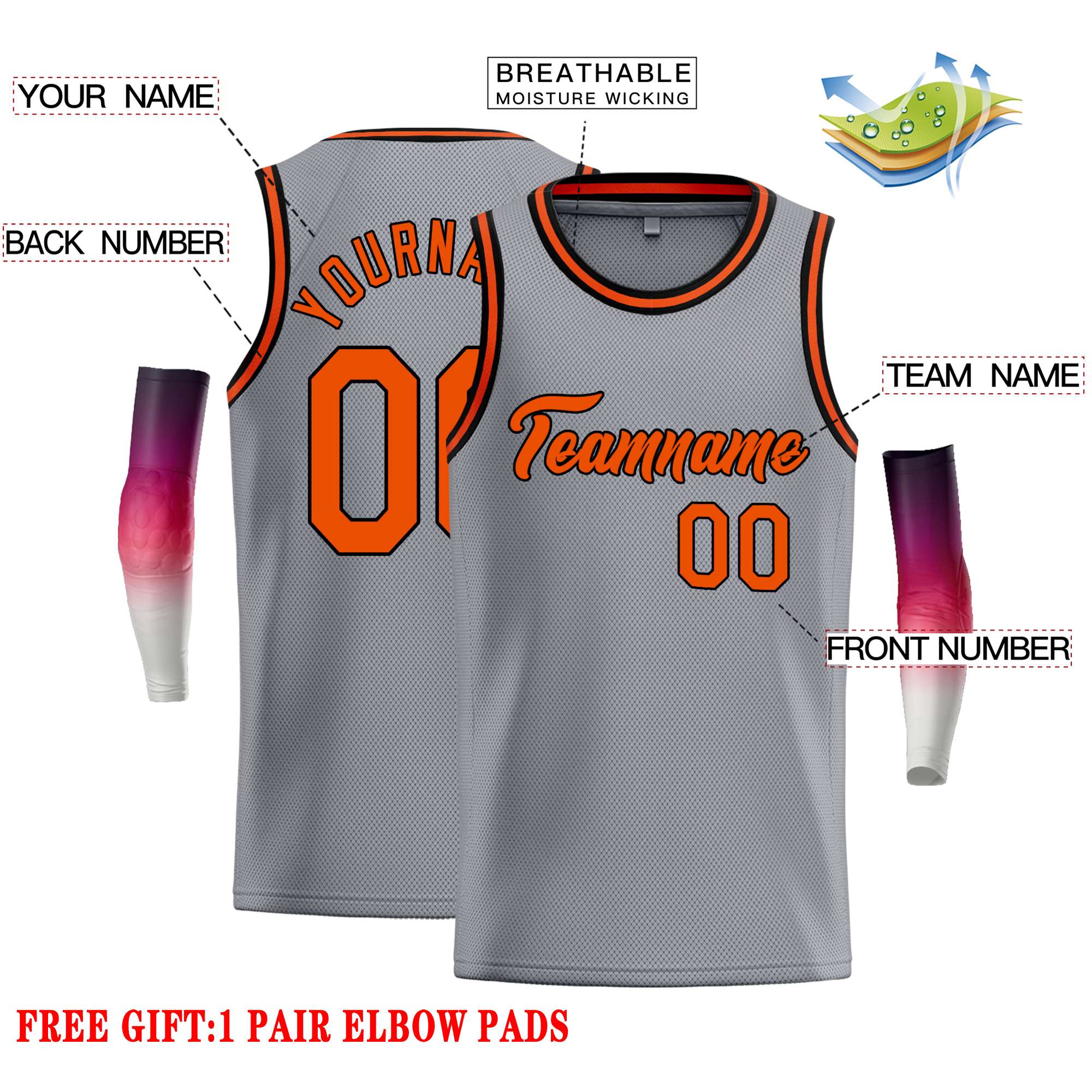 Custom Dark Gray Orange-Black Classic Tops Casual Basketball Jersey