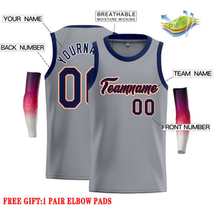 Custom Dark Gray Navy-Orange Classic Tops Casual Basketball Jersey