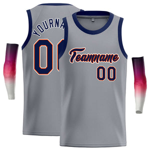 Custom Dark Gray Navy-Orange Classic Tops Casual Basketball Jersey