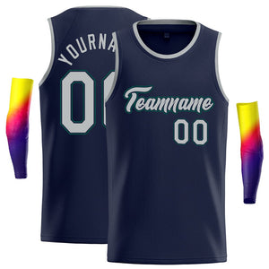 Custom Navy Gray Classic Tops Soft Basketball Jersey