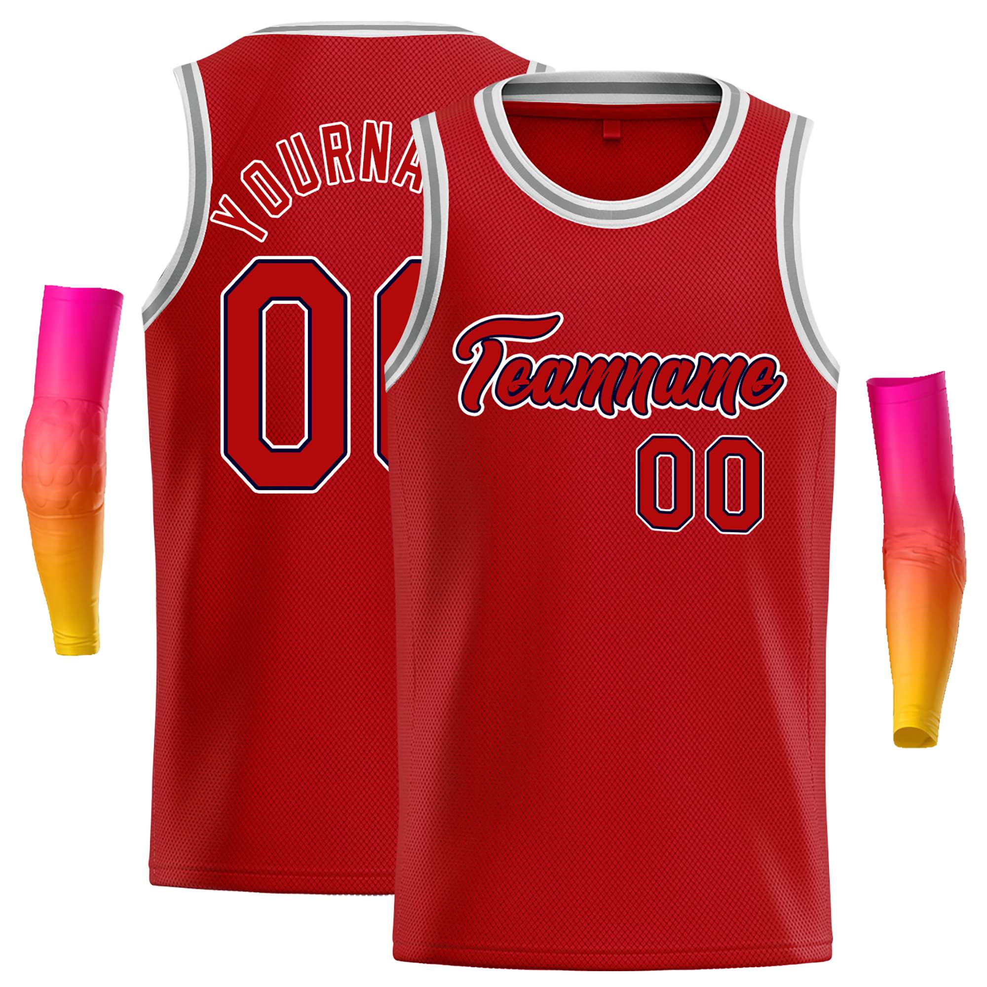 Maillot de basket-ball décontracté, haut classique rouge rouge-marine personnalisé