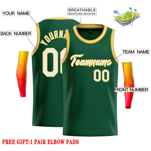 Maillot de basket-ball décontracté, haut classique vert blanc-jaune personnalisé