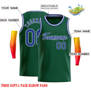 Maillot de basket-ball décontracté, haut classique vert Royal-blanc personnalisé