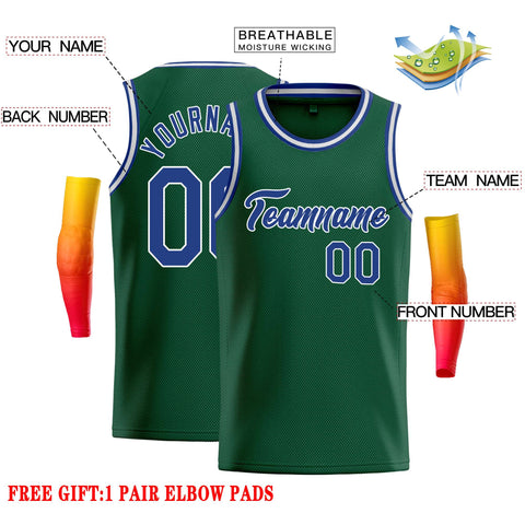 Custom Green Royal-White Classic Tops Casual Basketball Jersey