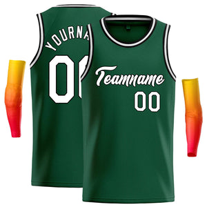 Maillot de basket-ball décontracté, haut classique vert blanc-noir personnalisé