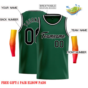 Custom Green Black-White Classic Tops Casual Basketball Jersey