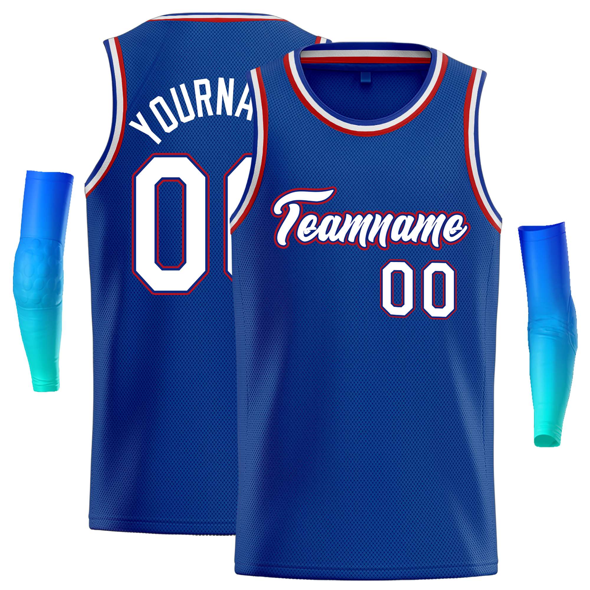 Custom Royal White-Red Classic Tops Casual Basketball Jersey