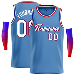 Custom Light Blue White-Royal Classic Tops Casual Basketball Jersey