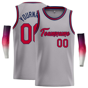 Custom Dark Gray Red-Navy Classic Tops Casual Basketball Jersey