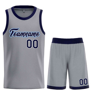 Uniforme de sport personnalisé gris foncé, bleu marine-poudre, ensembles classiques, maillot de basket-ball