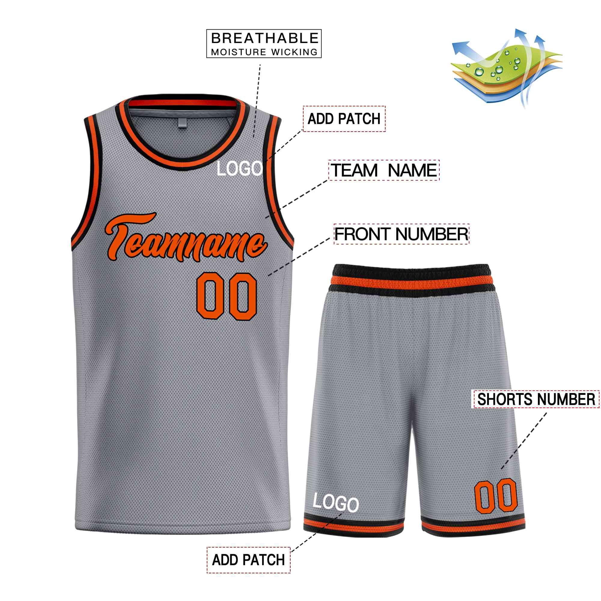 FANSIDEA Custom Basketball Jersey Orange Royal-White Round Neck Sublimation Basketball Suit Jersey Men's Size:M