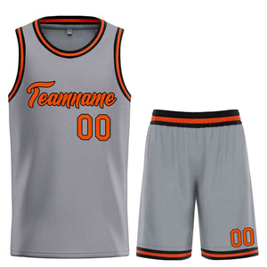 Uniforme de sport de guérison personnalisé gris foncé Orange-noir, ensembles classiques, maillot de basket-ball