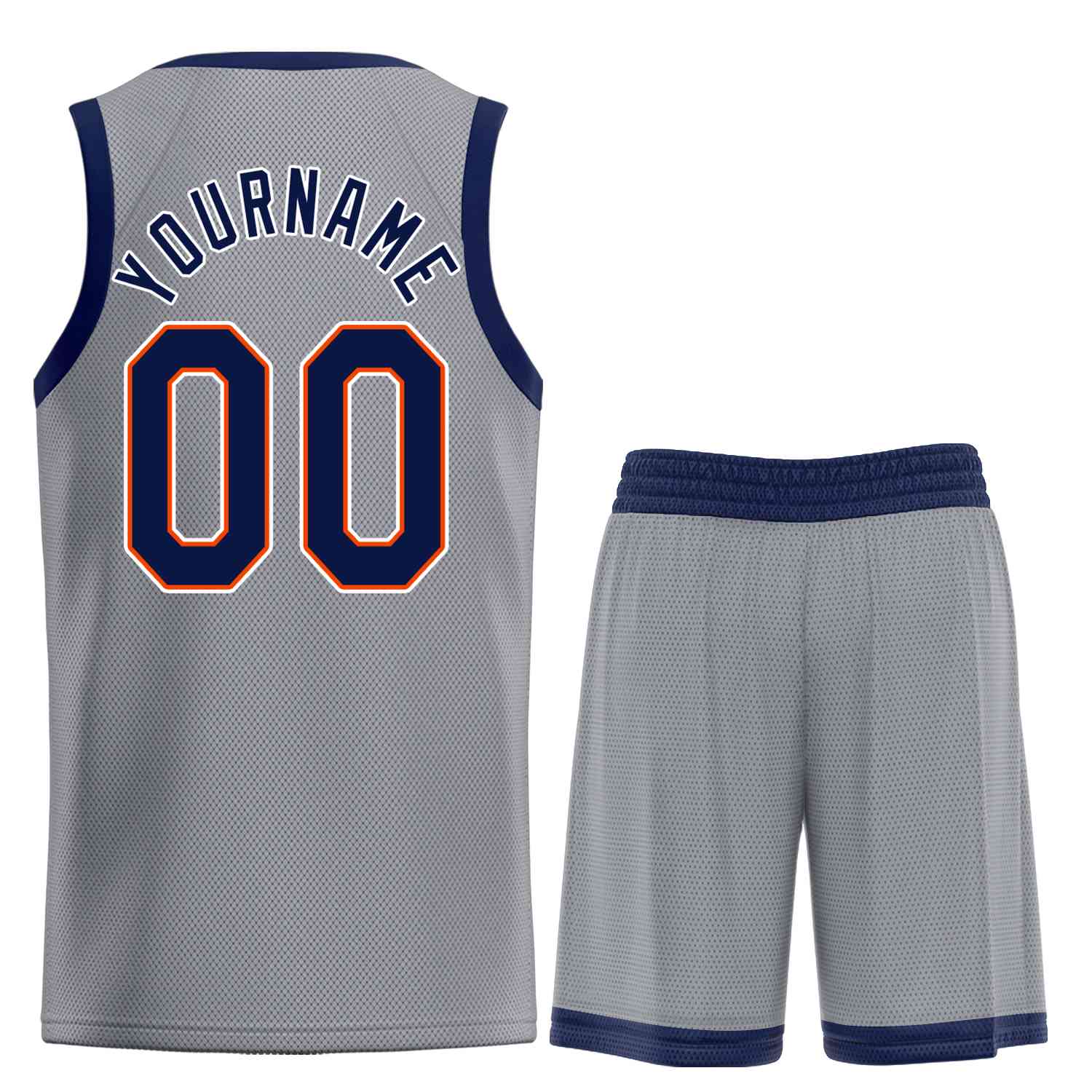 Uniforme de sport personnalisé gris foncé, bleu marine-Orange, ensembles classiques, maillot de basket-ball