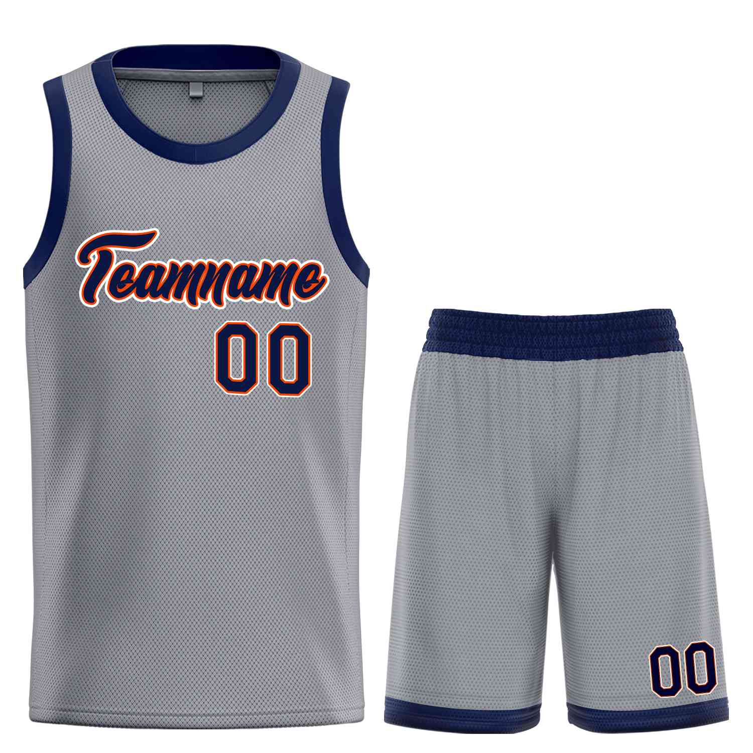 Uniforme de sport personnalisé gris foncé, bleu marine-Orange, ensembles classiques, maillot de basket-ball