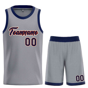 Custom Dark Gray Navy-Orange Heal Sports Uniform Classic Sets Basketball Jersey