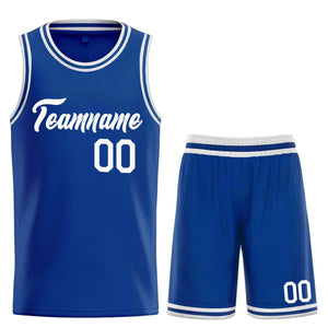 Uniforme de sport personnalisé Royal White Heal, ensembles classiques de maillot de basket-ball