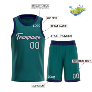 Uniforme de sport de guérison personnalisé Aqua gris-marine, ensembles classiques, maillot de basket-ball