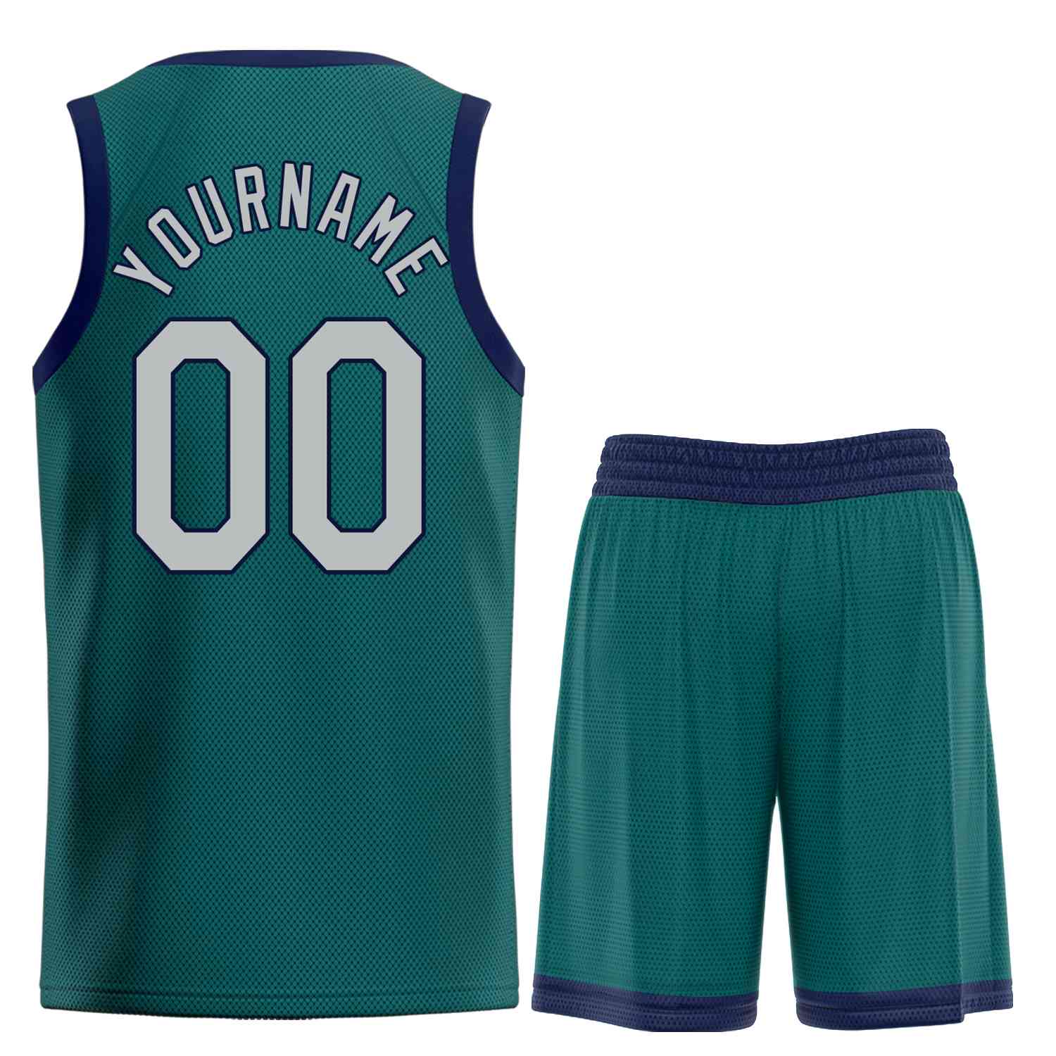 Uniforme de sport de guérison personnalisé Aqua gris-marine, ensembles classiques, maillot de basket-ball