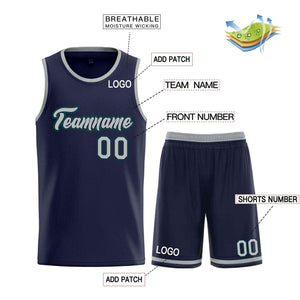 Custom Navy Dark Gray Heal Sports Uniform Classic Sets Basketball Jersey