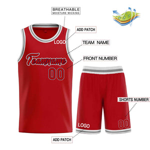 Uniforme de sport de guérison personnalisé, rouge marine-blanc, ensembles classiques, maillot de basket-ball