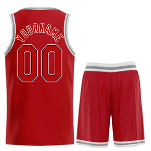 Uniforme de sport de guérison personnalisé, rouge marine-blanc, ensembles classiques, maillot de basket-ball