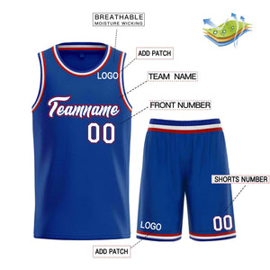 Uniforme de sport personnalisé Royal blanc-rouge, ensembles classiques de basket-ball, maillot de basket-ball