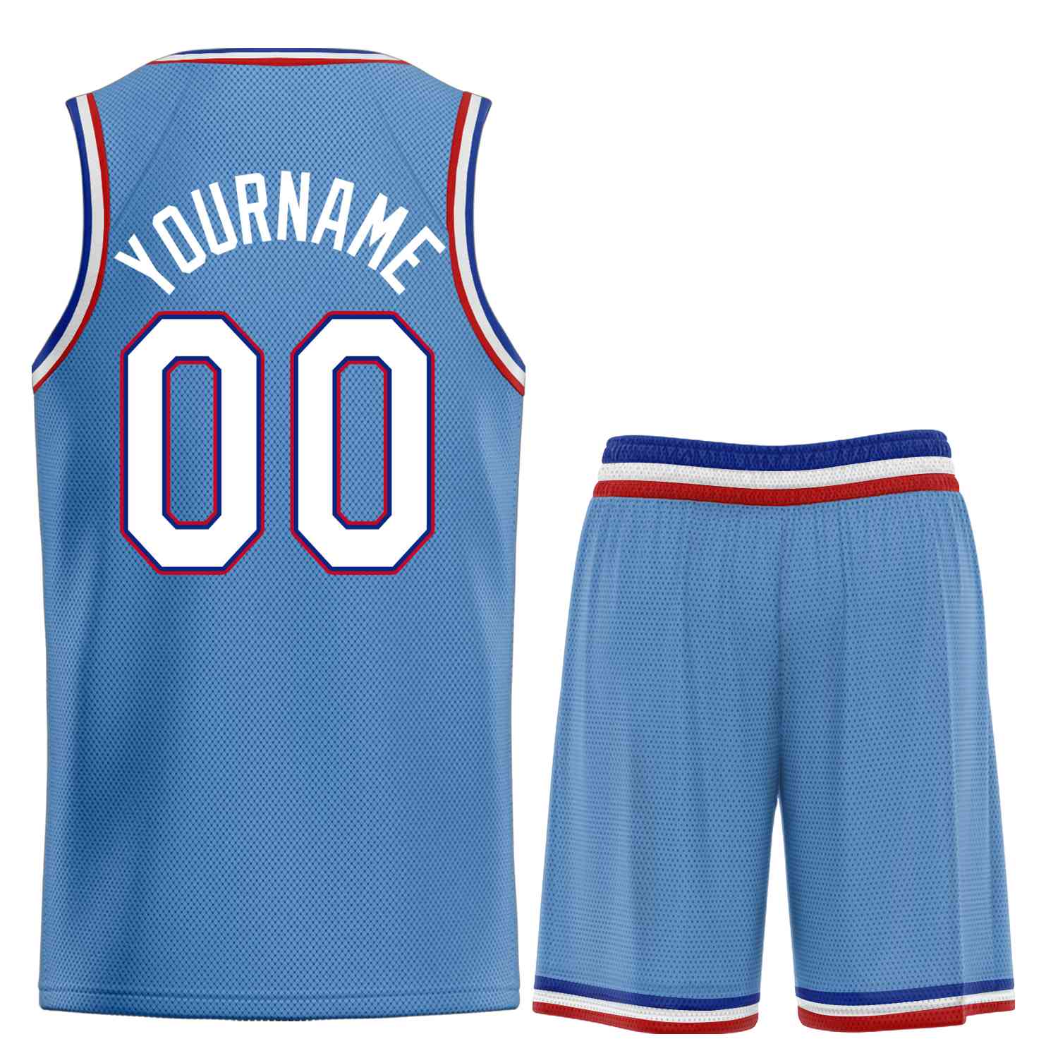 Custom Light Blue White-Red Heal Sports Uniform Classic Sets Basketball Jersey