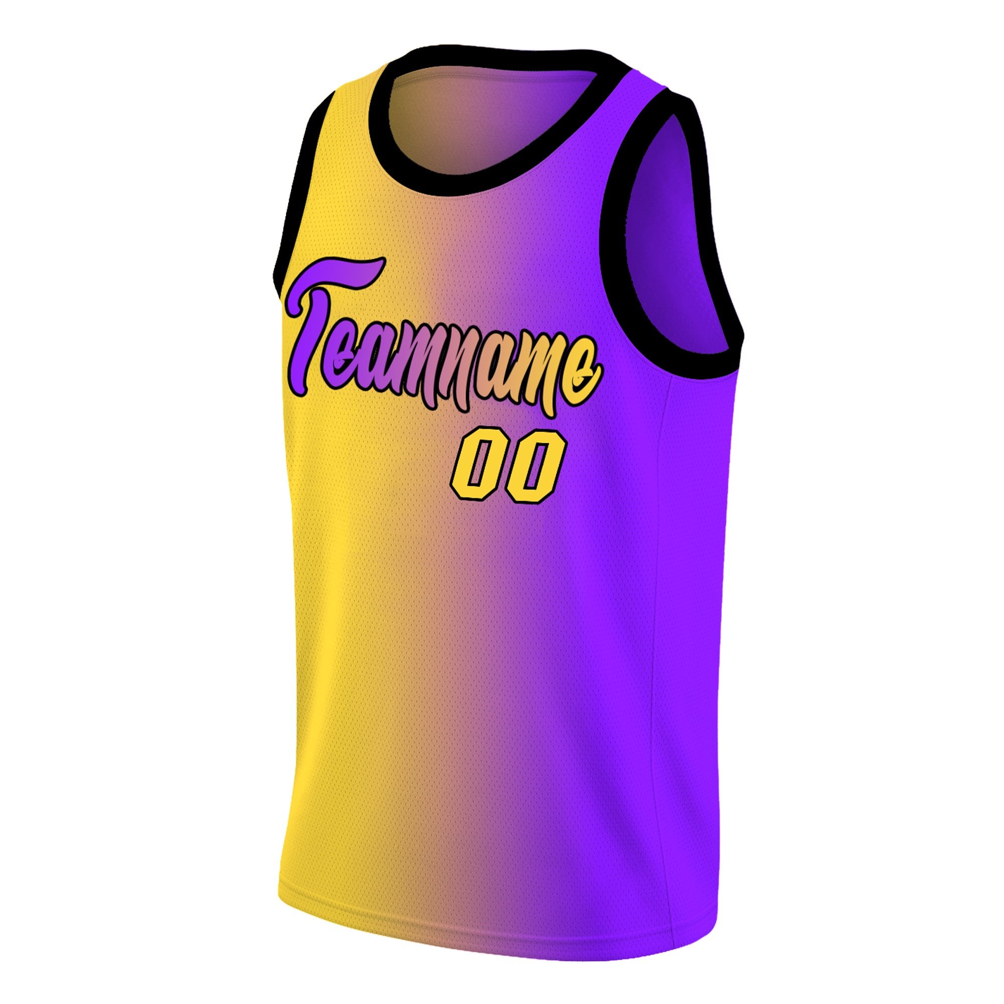 Maillot de basket-ball personnalisé, dégradé jaune violet, hauts à la mode