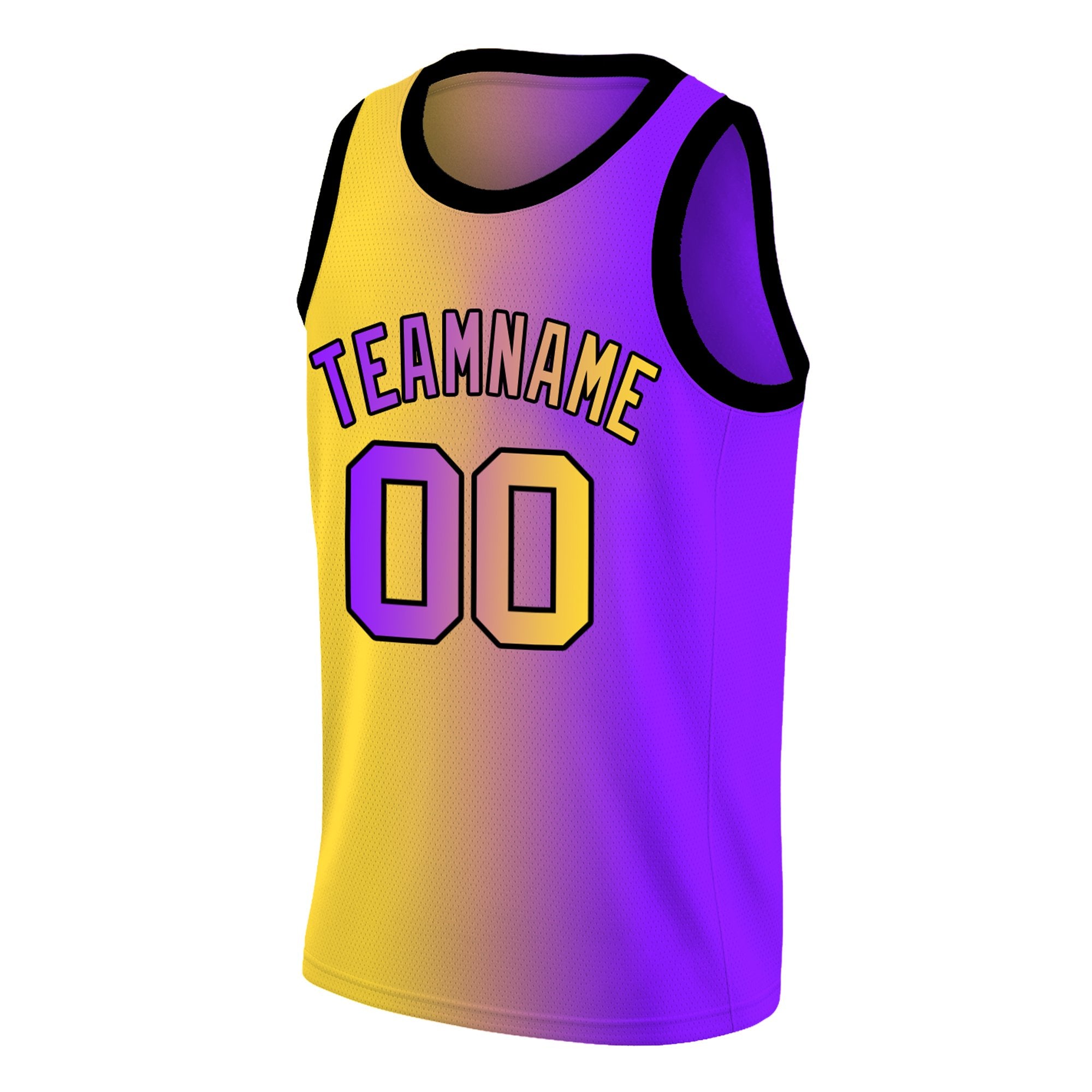 Maillot de basket-ball personnalisé, dégradé jaune violet, hauts à la mode