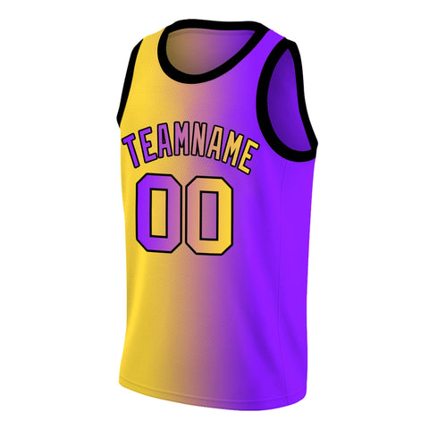 Custom Yellow Purple Gradient Fashion Tops Basketball Jersey