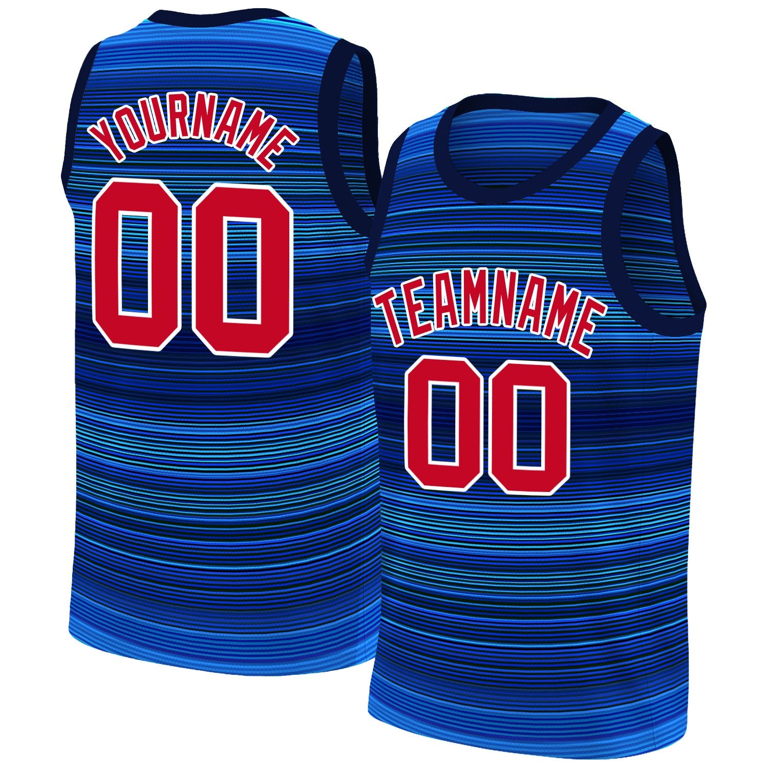 Custom Navy Red-White Gradient Fashion Tops Basketball Jersey