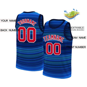 Custom Navy Red-White Gradient Fashion Tops Basketball Jersey