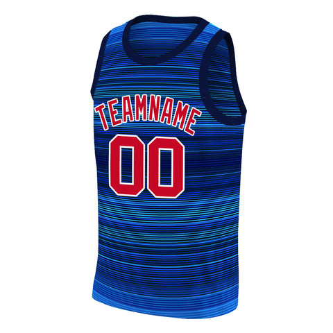 Custom Navy Red-White Gradient Fashion Tops Basketball Jersey