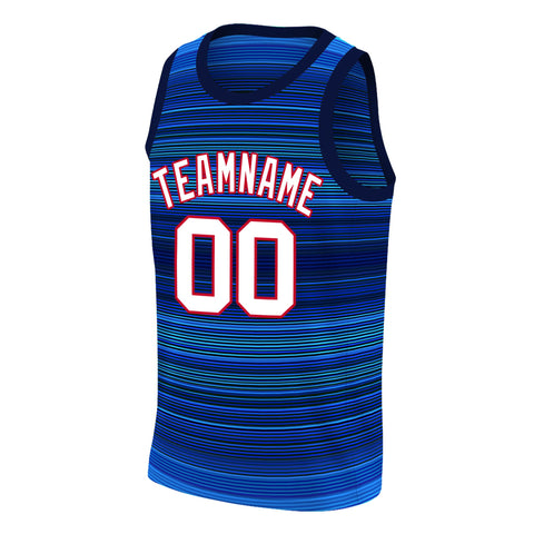 Custom Navy White-Red Gradient Fashion Tops Basketball Jersey