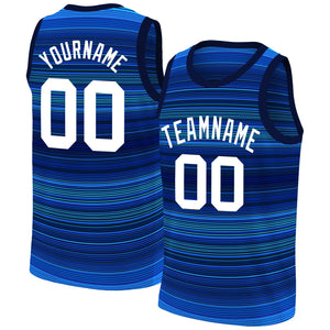 Custom Navy White Gradient Fashion Tops Basketball Jersey