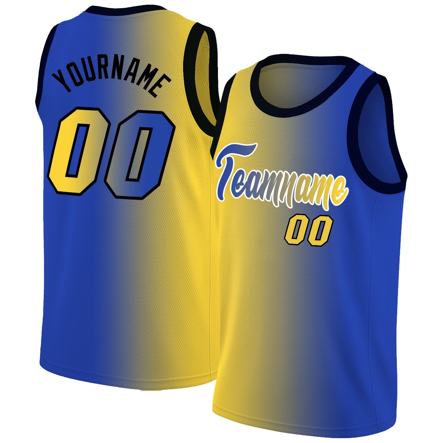 Custom Yellow Royal-White Gradient Fashion Tops Basketball Jersey