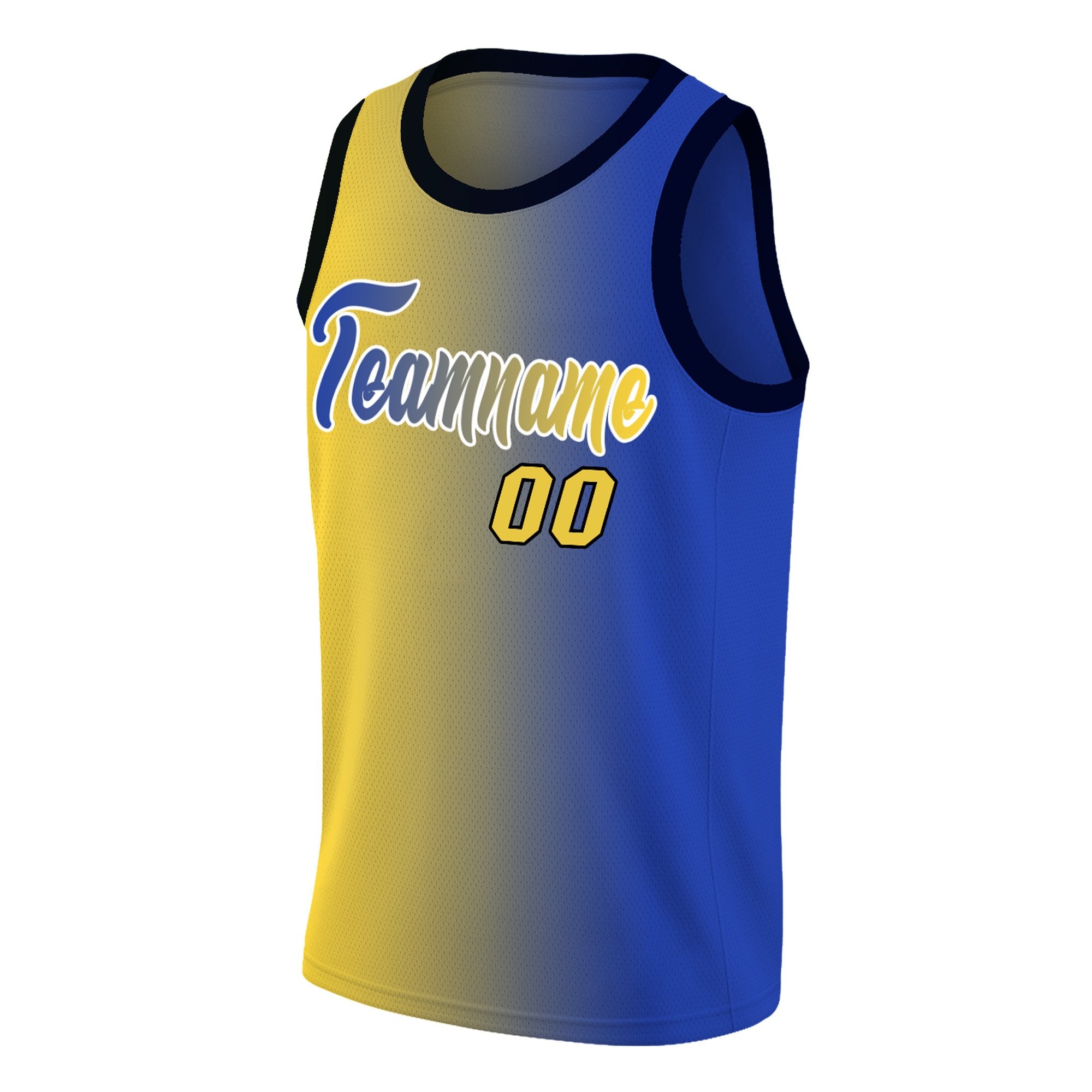 Custom Yellow Royal-White Gradient Fashion Tops Basketball Jersey