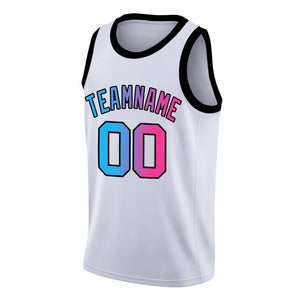 Custom White Pink-Black Gradient Fashion Tops Basketball Jersey