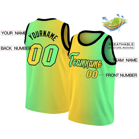Custom Yellow Neon Green Gradient Fashion Tops Basketball Jersey