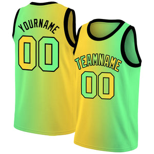 Maillot de basket-ball personnalisé, dégradé vert néon jaune, hauts à la mode