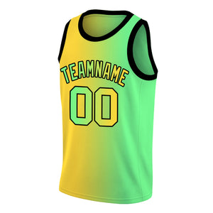 Maillot de basket-ball personnalisé, dégradé vert néon jaune, hauts à la mode