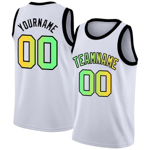 Custom White Black  Gradient Fashion Tops Basketball Jersey