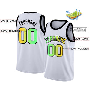 Custom White Black  Gradient Fashion Tops Basketball Jersey