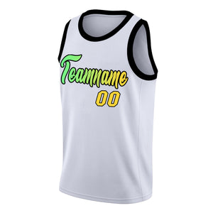 Custom White Yelow-Black Gradient Fashion Tops Basketball Jersey