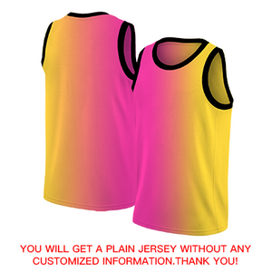 Custom Pink Yellow-Black Gradient Fashion Tops Basketball Jersey