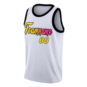 Custom White Pink-Black Gradient Fashion Tops Basketball Jersey