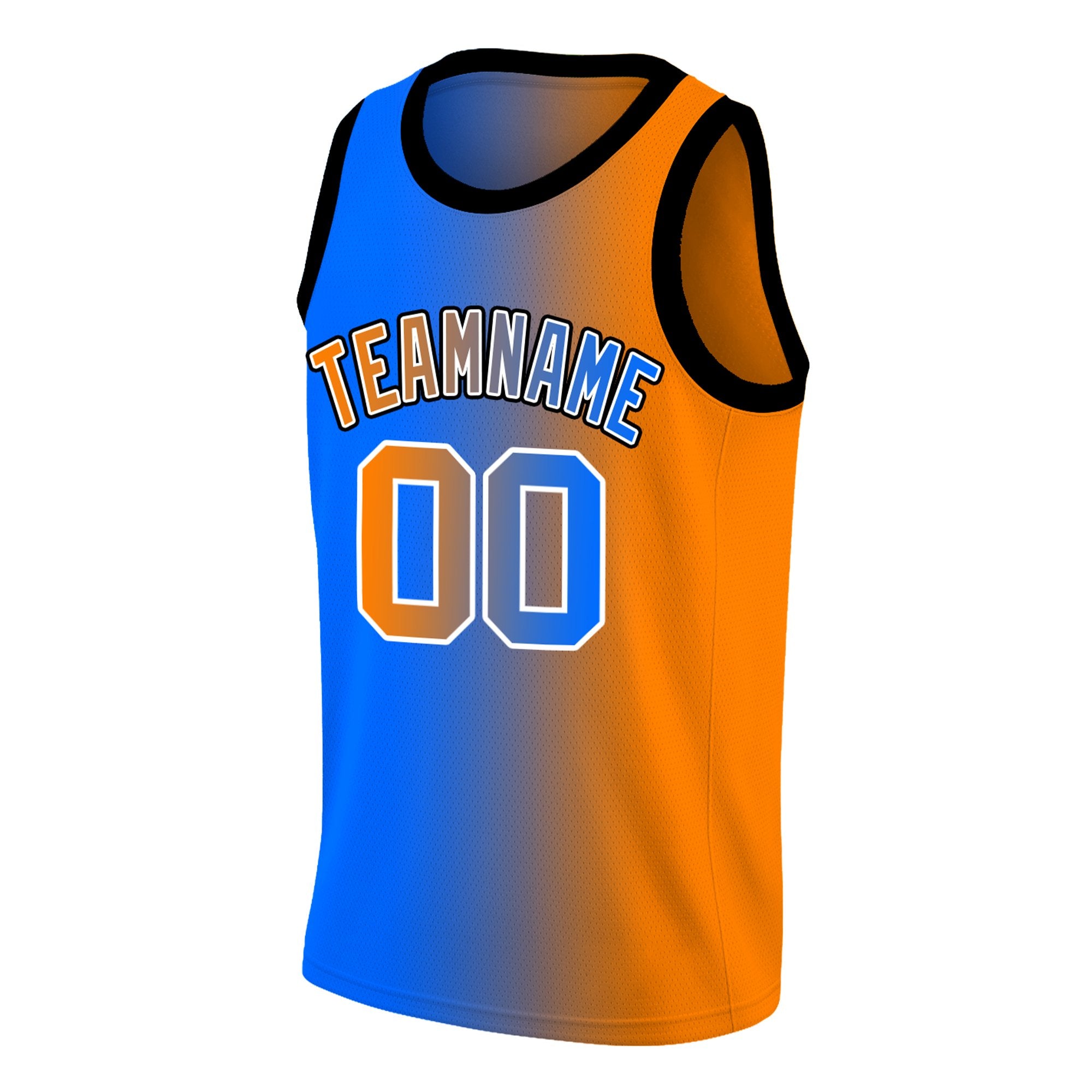 Custom Blue Orange-Black Gradient Fashion Tops Basketball Jersey